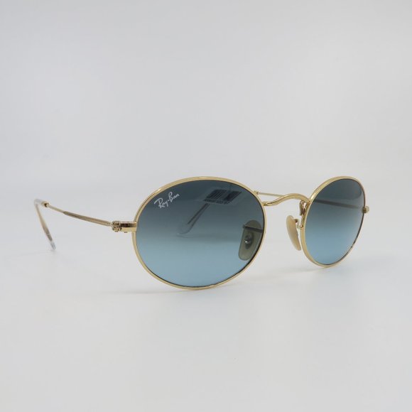 Ray-Ban RB 3547 001/3M 51mm Oval Gold Metal/Blue Glass Unisex New Sunglasses - Picture 3 of 8